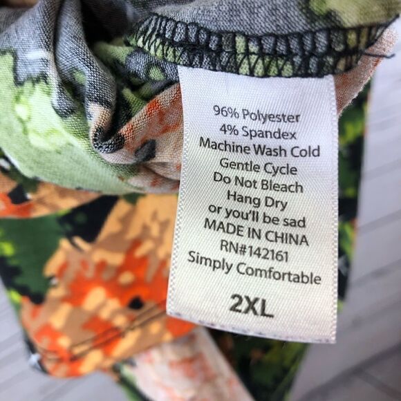 LuLaRoe Randy Plus Size 2X Orange Tan Green Roses - Picture 14 of 15